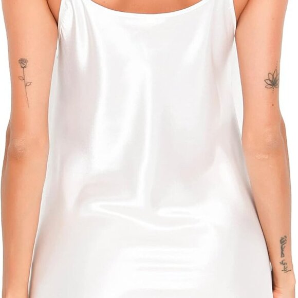 Satin Nightshirts Sexy Silk Nightdress Spaghetti Strap Short Negligee Chemise Sl - Picture 4 of 6